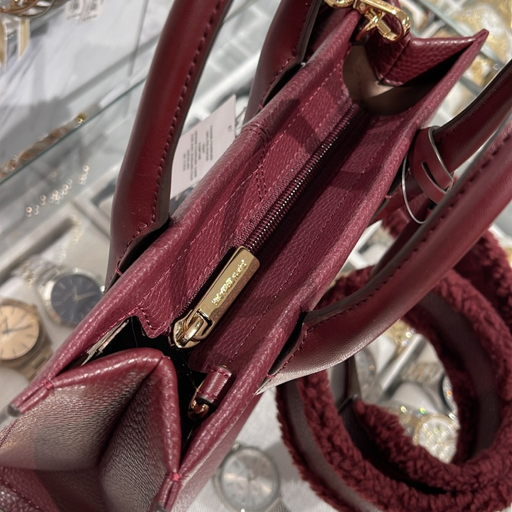 Michael Kors Mirella Small Pebbled Leather Shopper Top Zip Crossbody XBody Bag - Picture 5 of 16